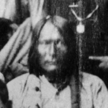 Portrait of Knock-Knee, an Arapaho leader who came to Camp Weld
